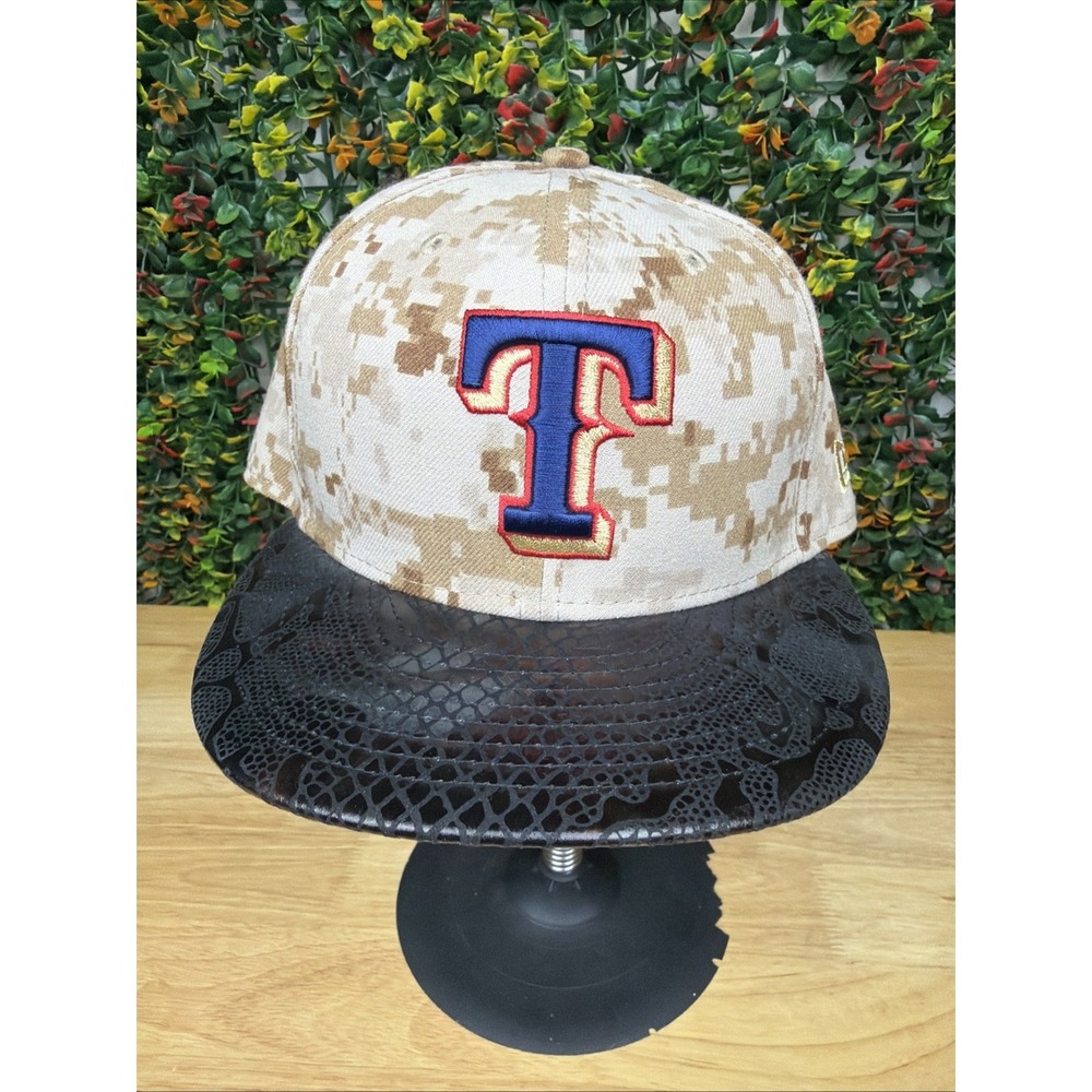 Texas Rangers MLB Snakeskin Bill Marine Corp‎ Camo New Era 59FIFTY 7 1/4 Hat